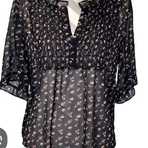 NATURAL LIFE Black Floral Blouse.
